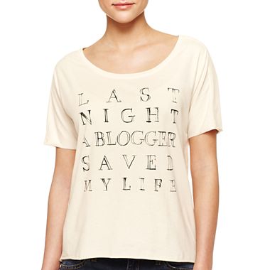 MNG by Mango Last Night a Blogger Saved My Life Scoop Neck Tee