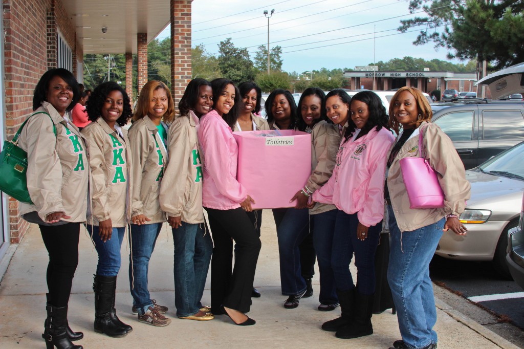My Sorors and I on our first service project one day after we got our pearls!