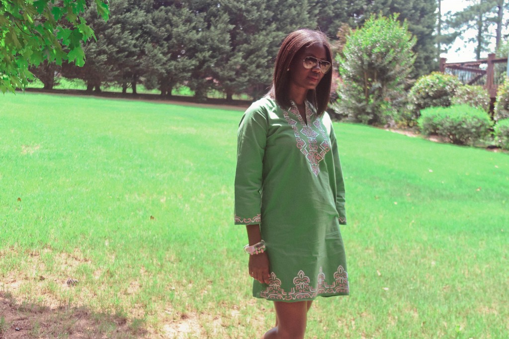 pink and green tunic