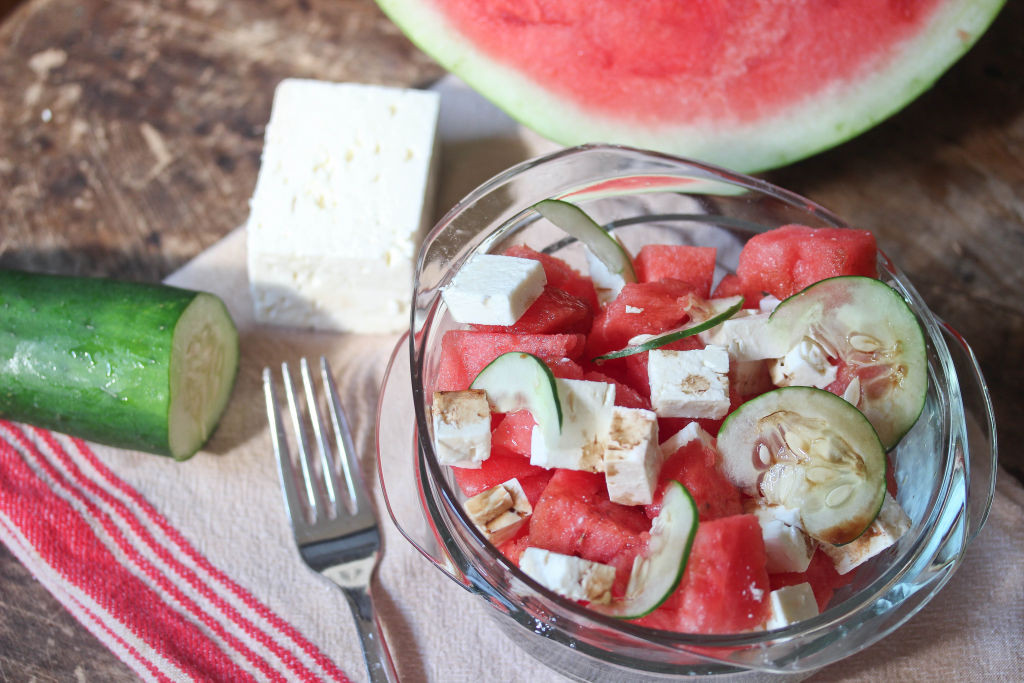 watermelon cucumber feta salad