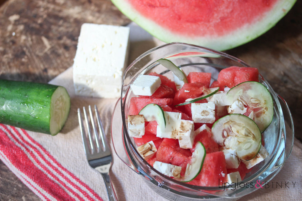 Watermelon feta cucumber salad