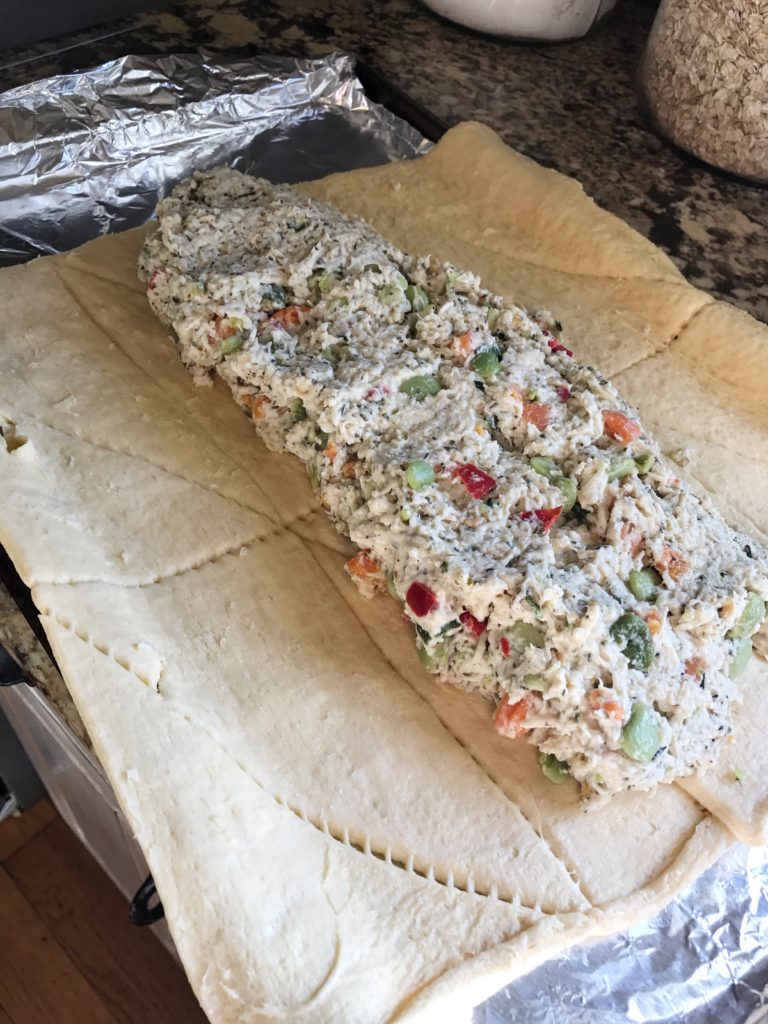 Chicken veggie crescent braid filling. 