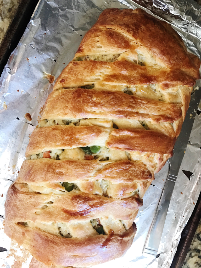 chicken veggie crescent braid