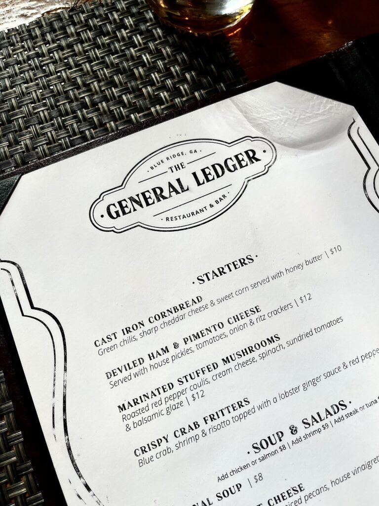 The General Ledger Blue Ridge Menu